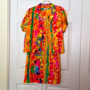 Print dress with over blouse by JAM WORLD